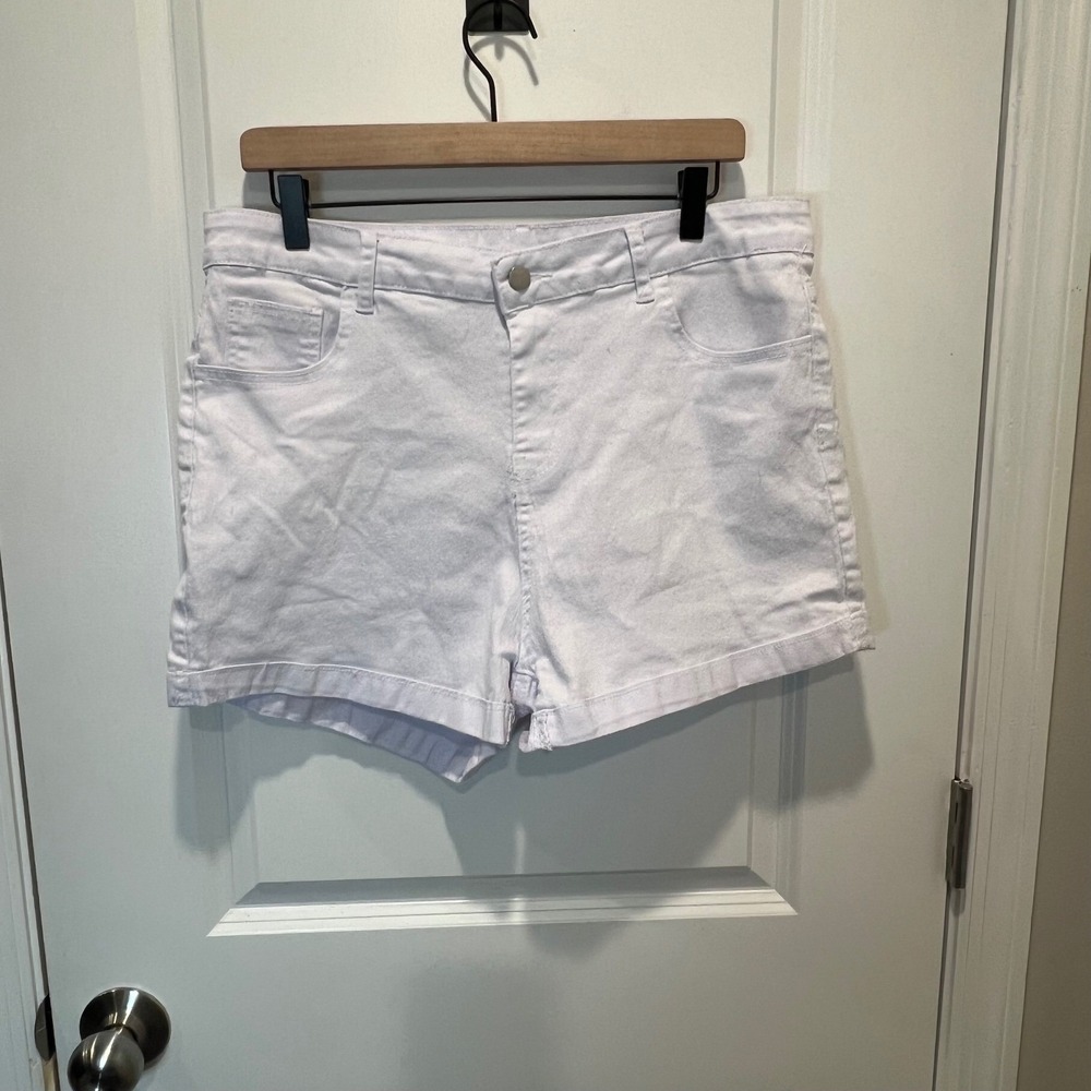 Shein Womens Denim Shorts High Waisted White XL